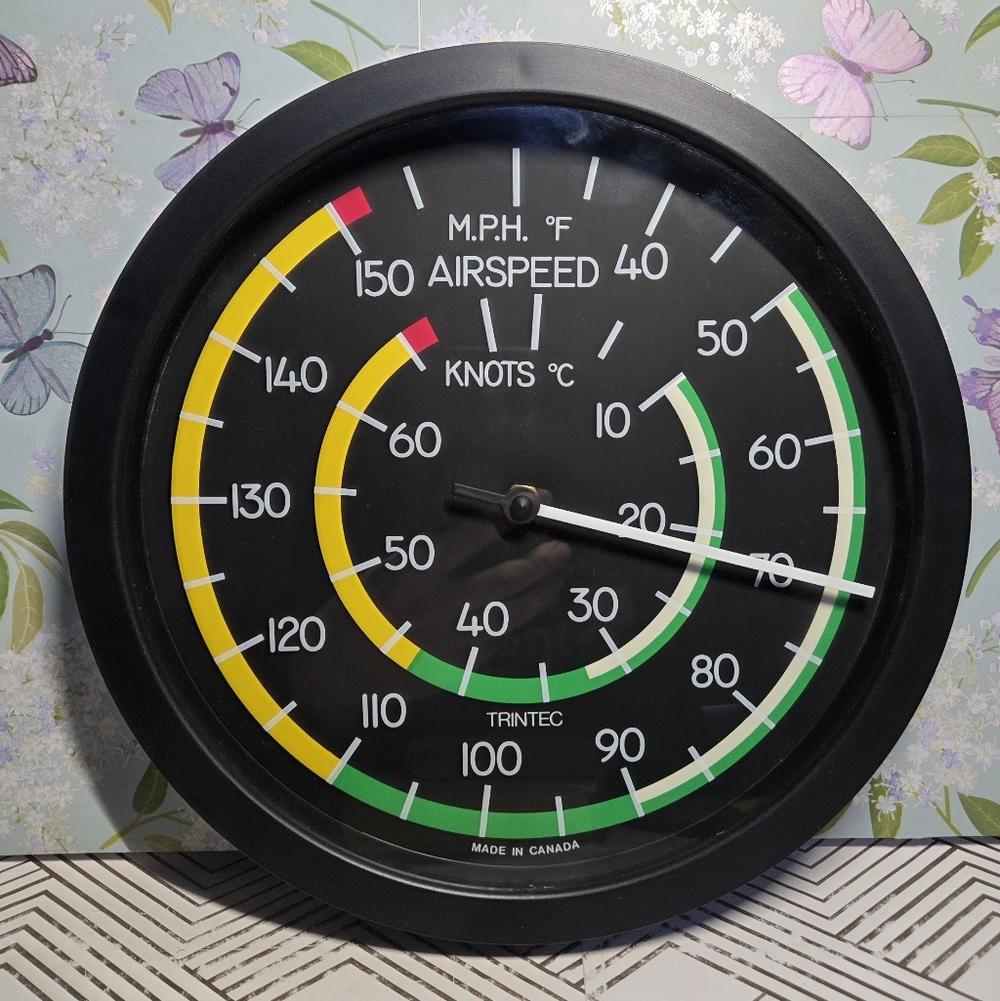 TRINTEC AIRSPEED INSTRUMENT STYLE WALL THERMOMETER 10" Celsius and Fahrenheit